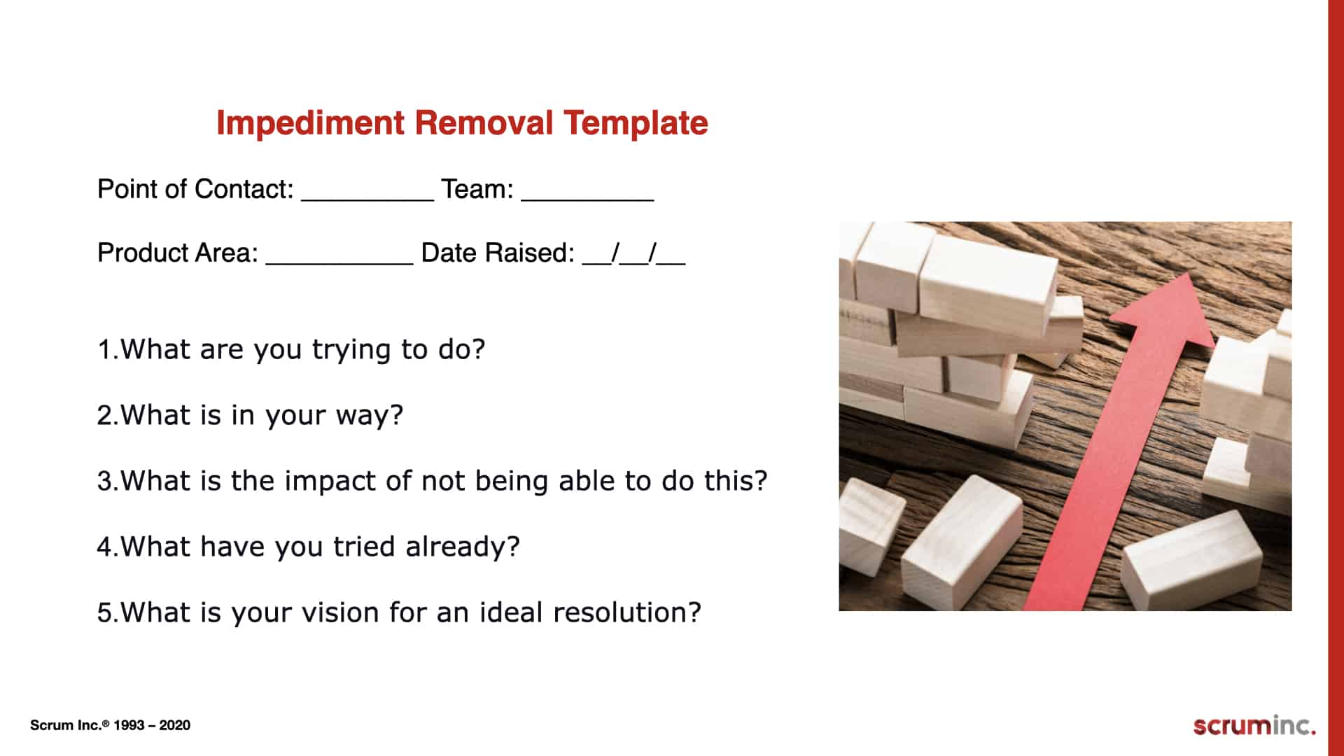 Five Whats Impediment Removal Template