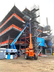 The steel skeleton of the Tschannen Eye Institute