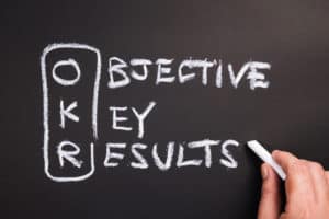 Objective Key Results (OKR) on Chalkboard
