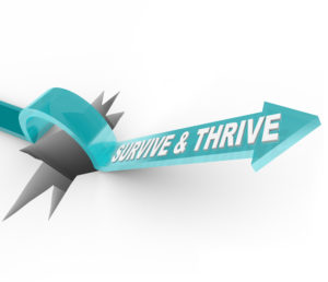 Animated image of arrow with Survive and Thrive written on it