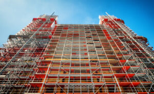 Modern scaffolding at a construction site